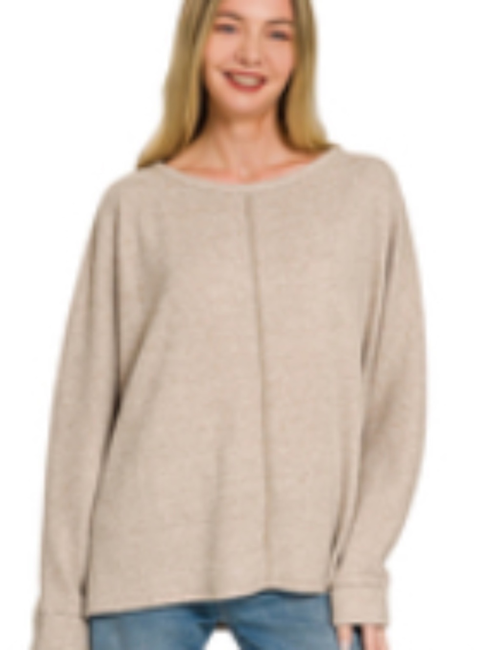 #1386 Zenana High-Low Side Slit Round Neck T-Shirt